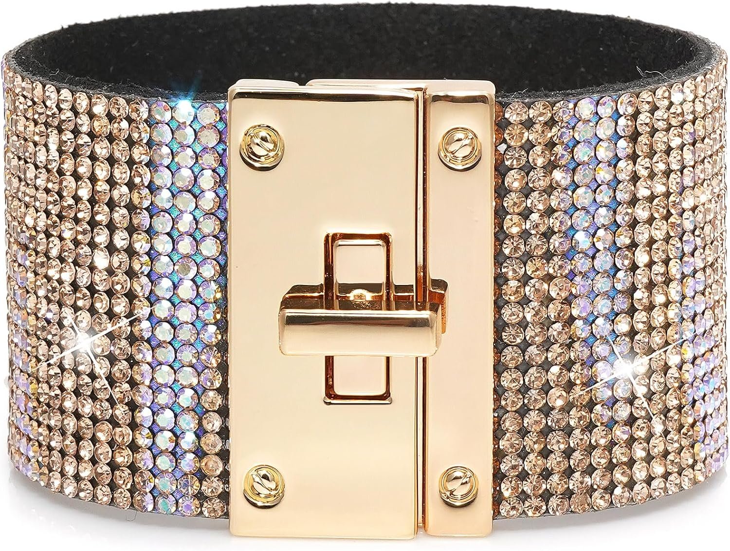 Suyi Bracelets en Cuir pour Femmes Bracelet Large avec Strass ...