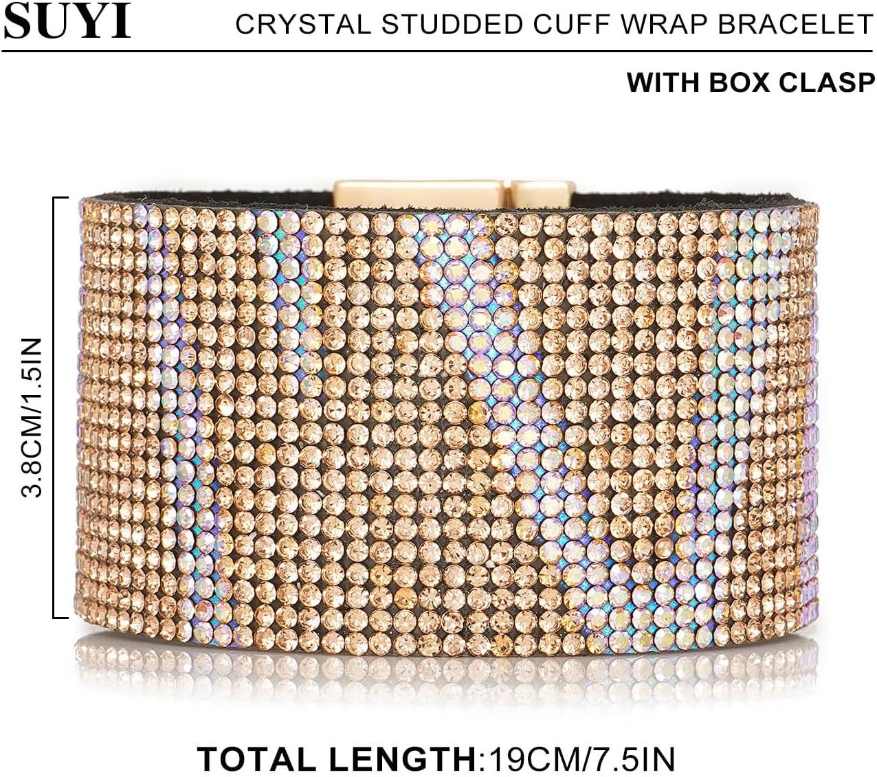 Suyi Bracelets en Cuir pour Femmes Bracelet Large avec Strass ...