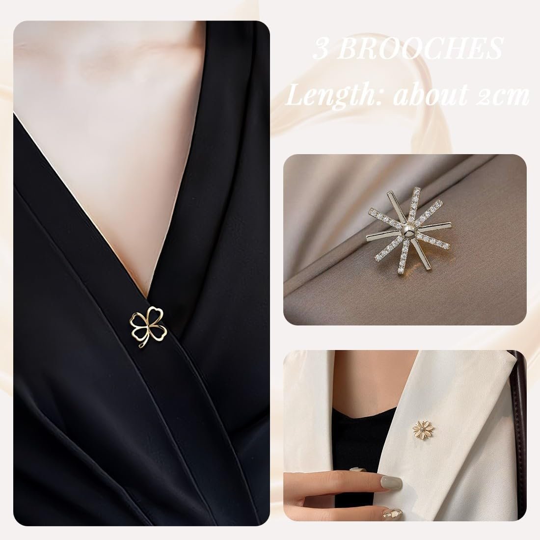 XENQITO Lot de 3 Broches Fantaisie Accessoires Élégants Chics ...
