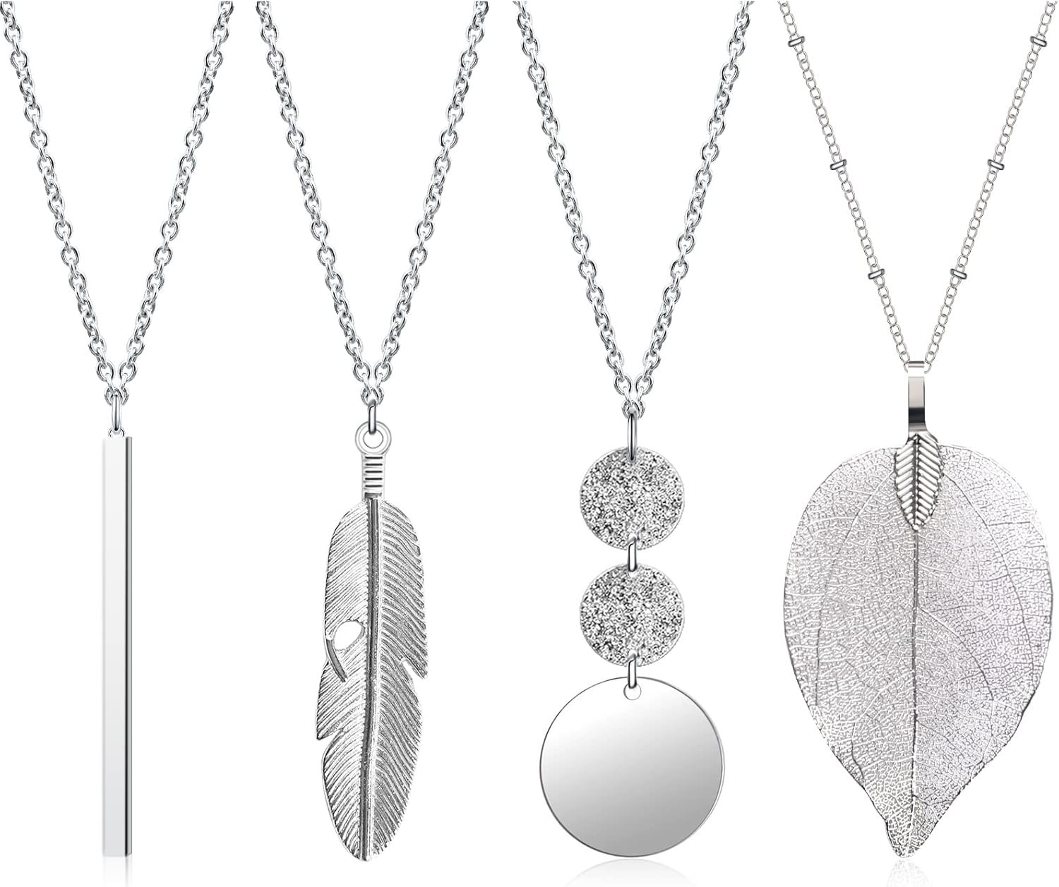 Lot de 4 colliers longs avec pendentifs pour femmes, bijoux mode ...