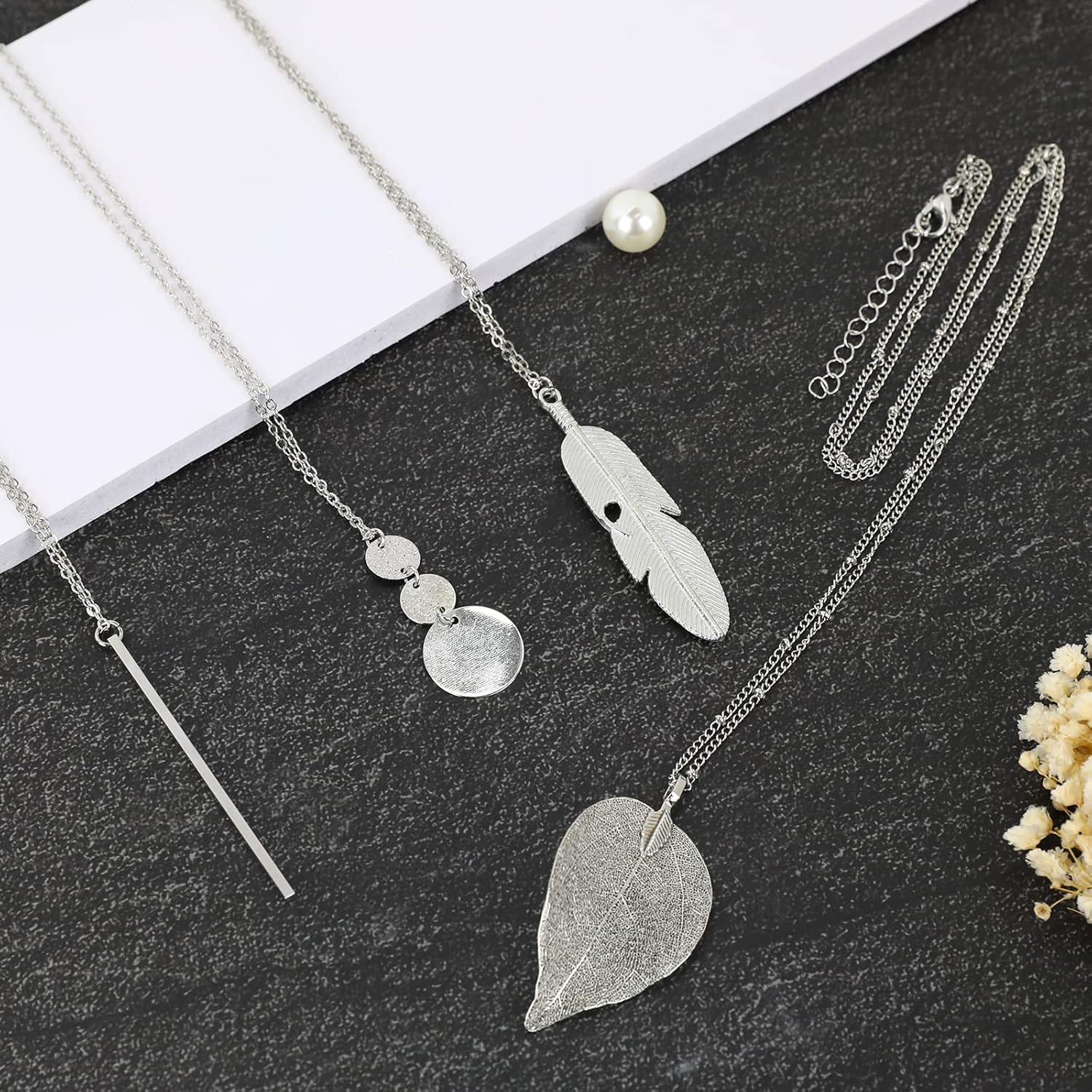 Lot de 4 colliers longs avec pendentifs pour femmes, bijoux mode ...