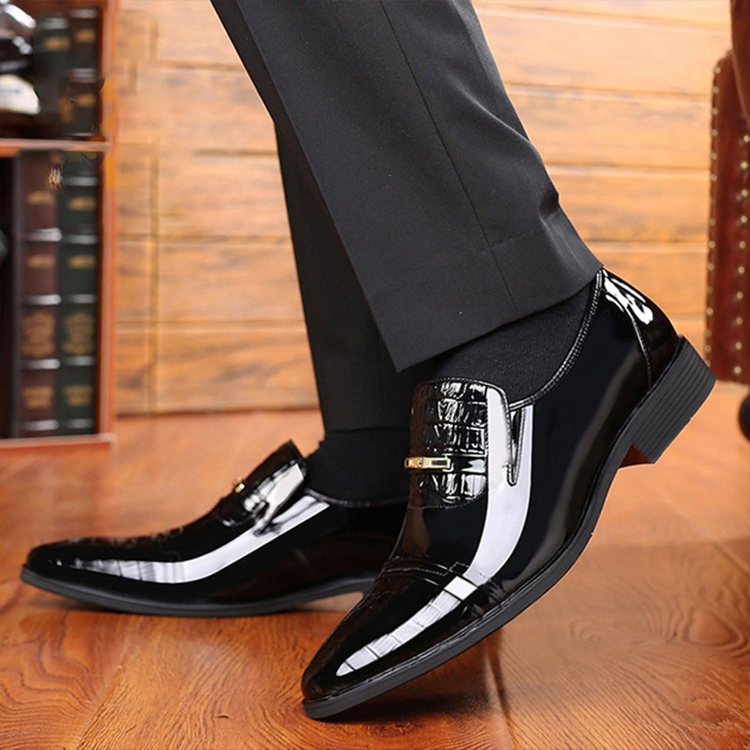 Men Dress Shoes Pointed Toe Oxford Work Shoes Slip On Loafers