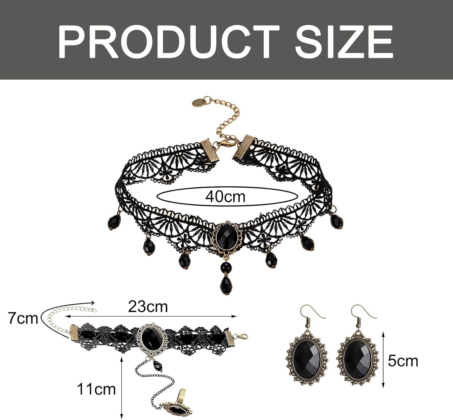 ZWWOGE Ensemble collier, bracelet et boucles d'oreilles gothique 4 ...