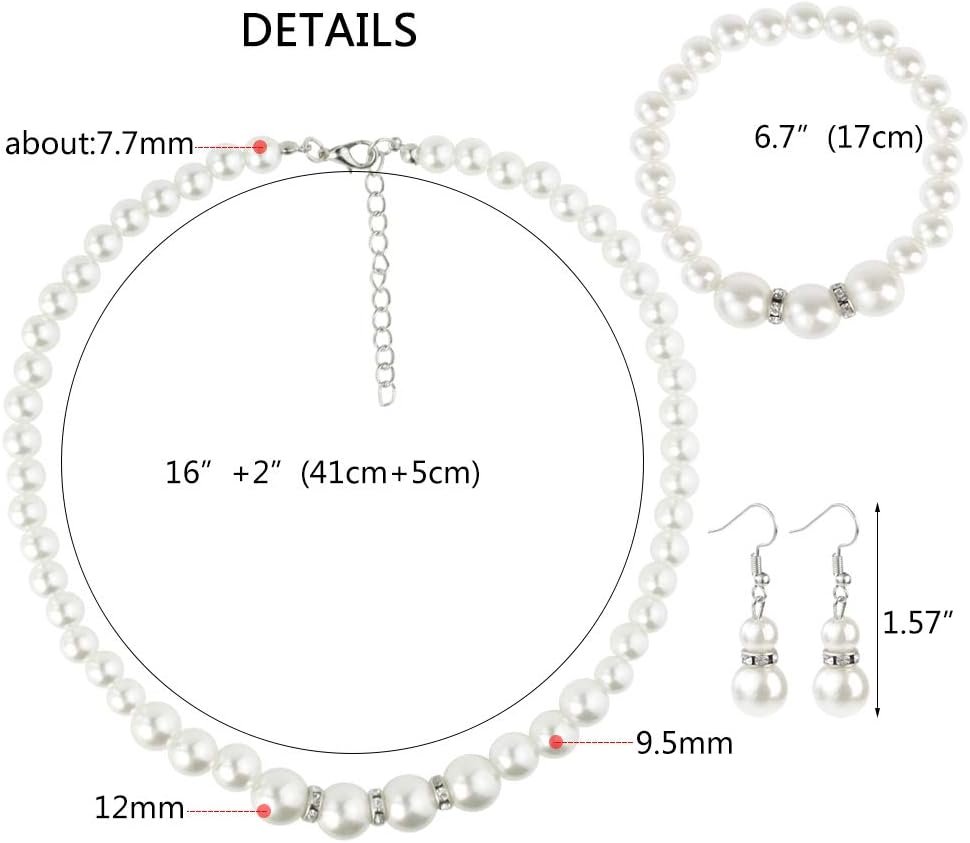 Ensemble de bijoux en perles artificielles, collier, bracelet et boucles ...