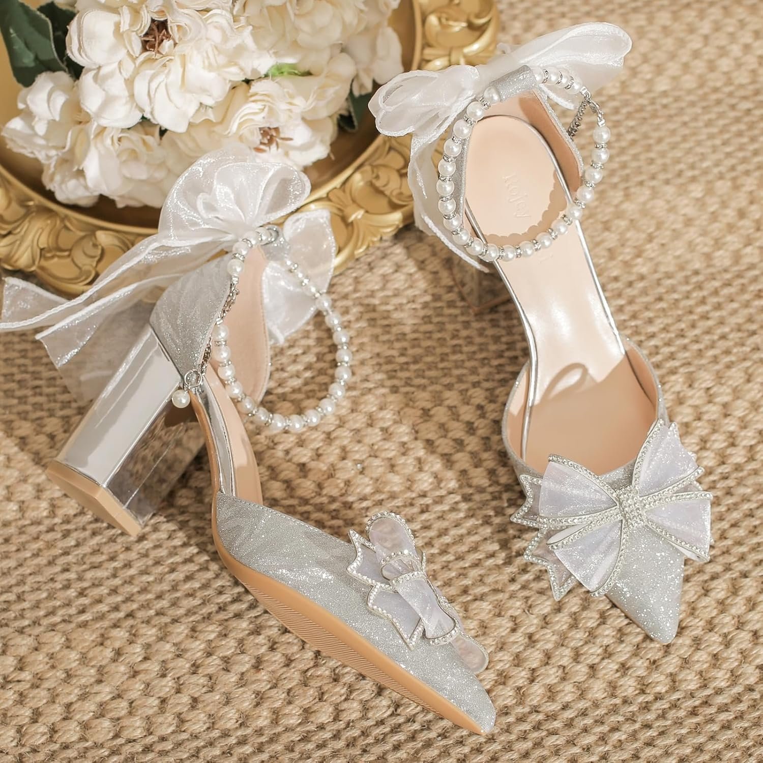 Escarpins De Mariée Luxe Femme Strass Brillant Talons Décolleté ...