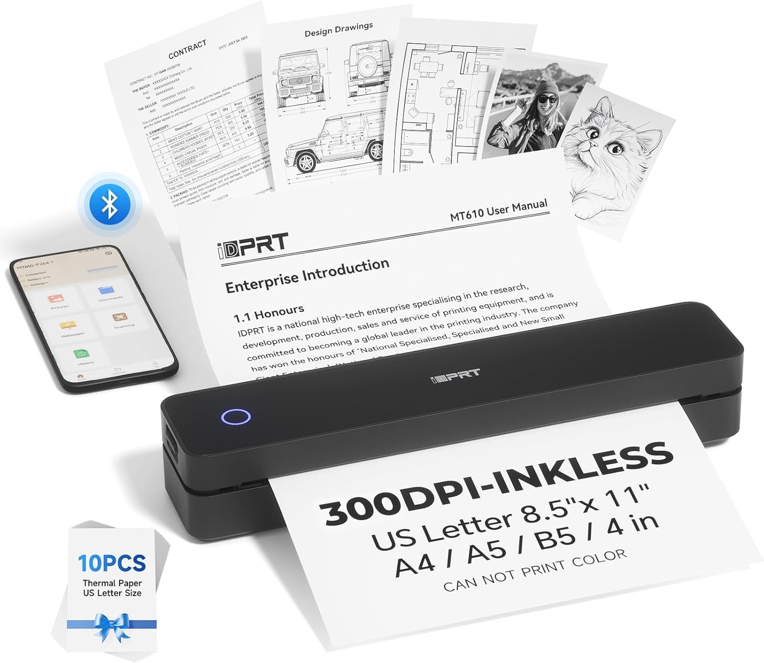 iDPRT Imprimante portable sans fil pour voyage – Prise en charge ...