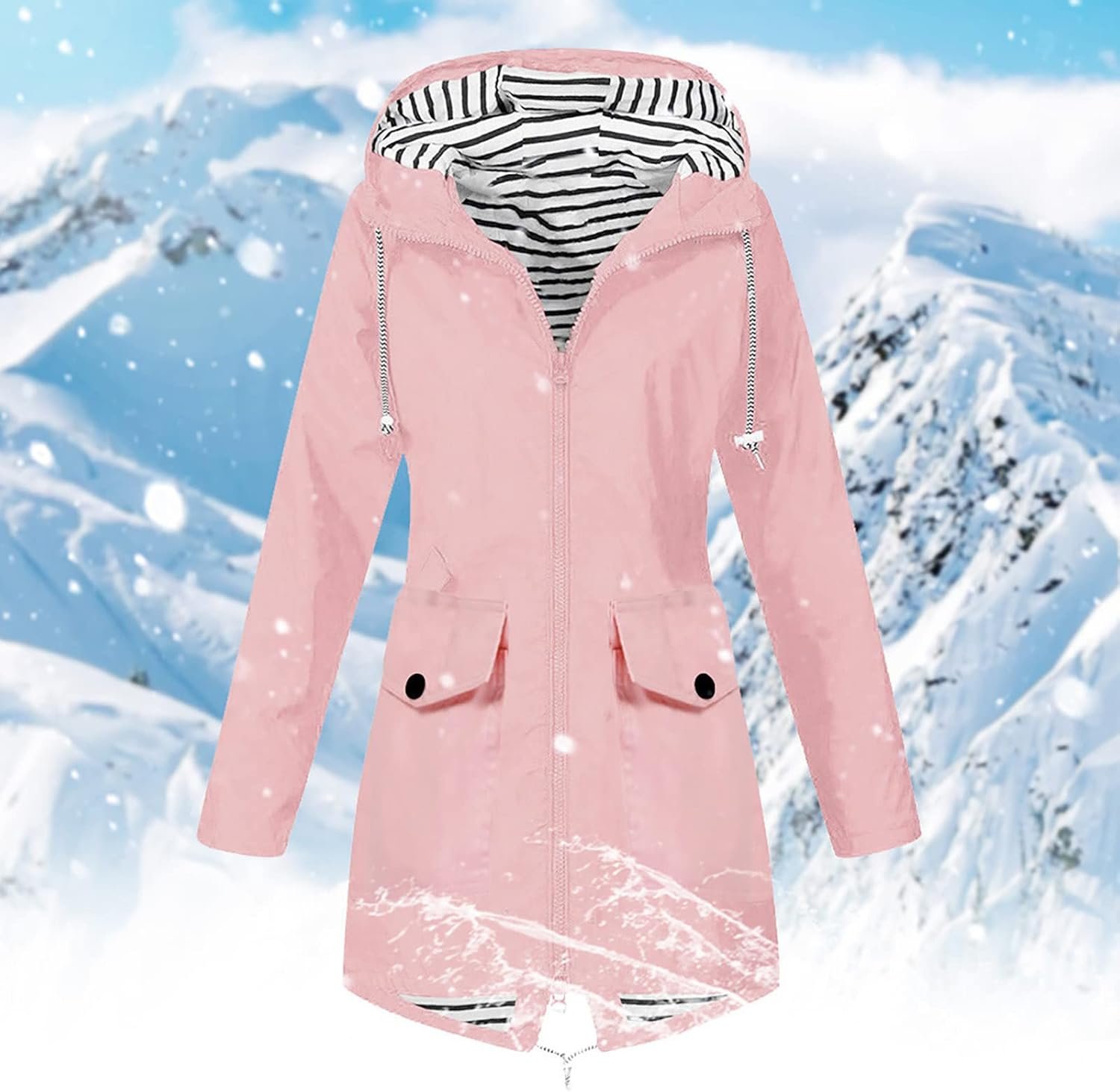 ESSUE Waterproof Coats Jackets Women Windproof Warm Large ...