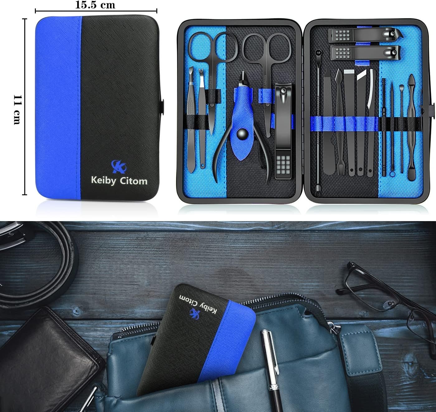 Kit de manucure professionnel en acier inoxydable avec 18 pièces ...