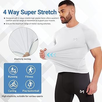 MEETYOO Tee Shirt Homme, Hauts Manches Longues T Shirt Gym Baselayer pour Running Fitness Sports