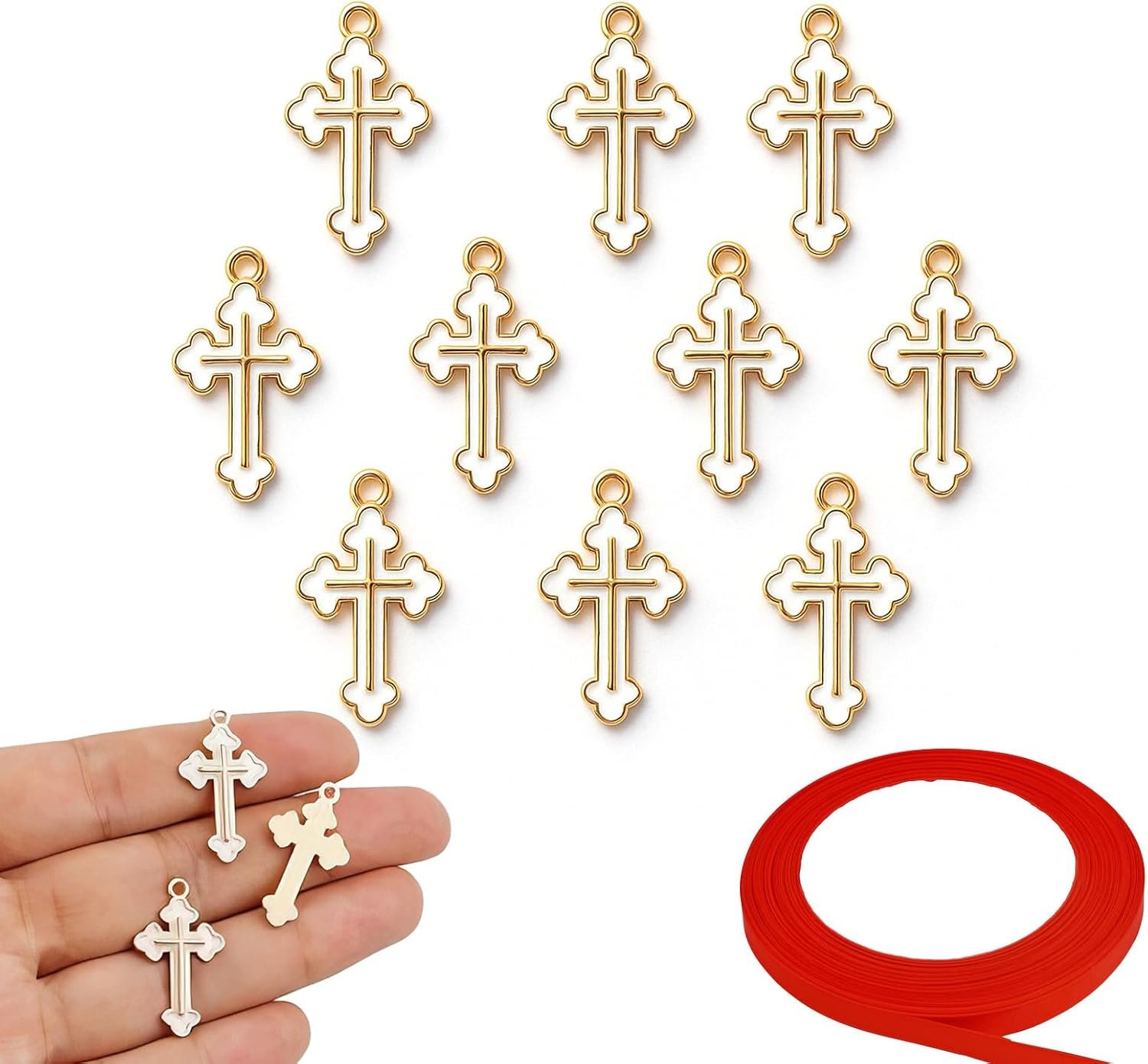 EUYKQNOI 10 Pendentifs Croix Blanche pour Décorer Tissu, Sacs ...