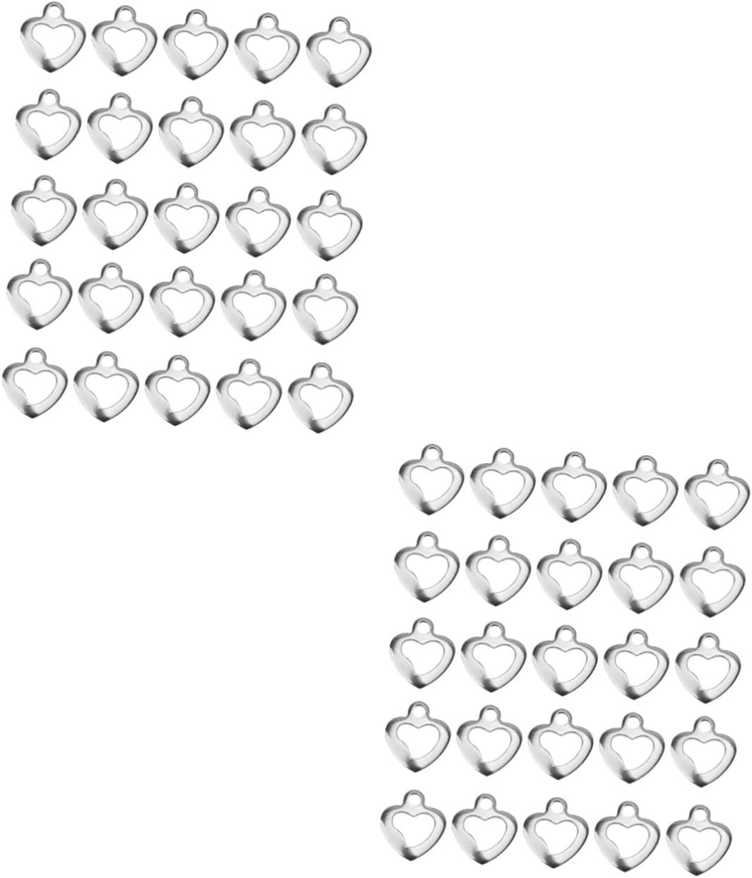 NUOBESTY 100pièces Pendentifs Cœurs Acier Breloques Pour ...