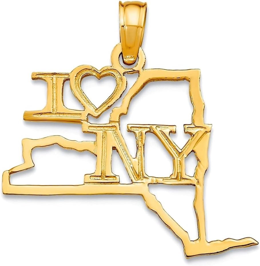 Collier avec pendentif en or massif 14 carats État de New York