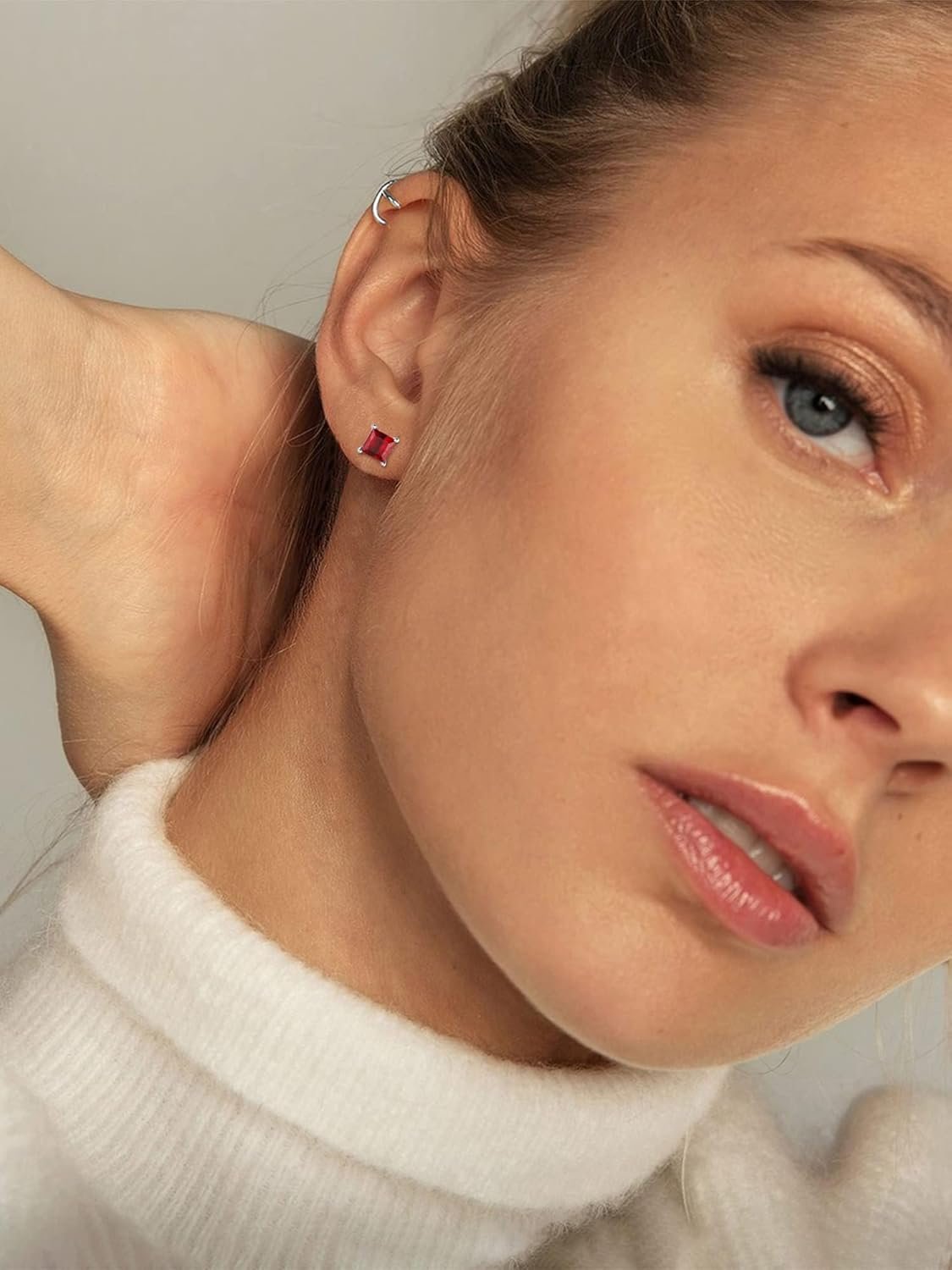 Boucle d'oreilles Puces en Argent 925 avec Cristaux Pierre de ...