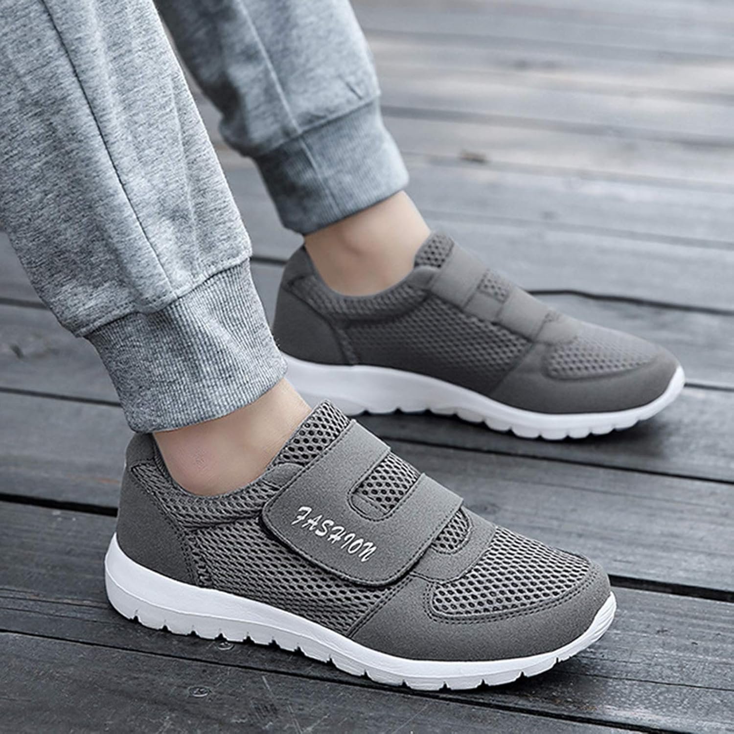 Men Sneakers, Men Mesh Breathable Laceless Sneakers Non-slip ...
