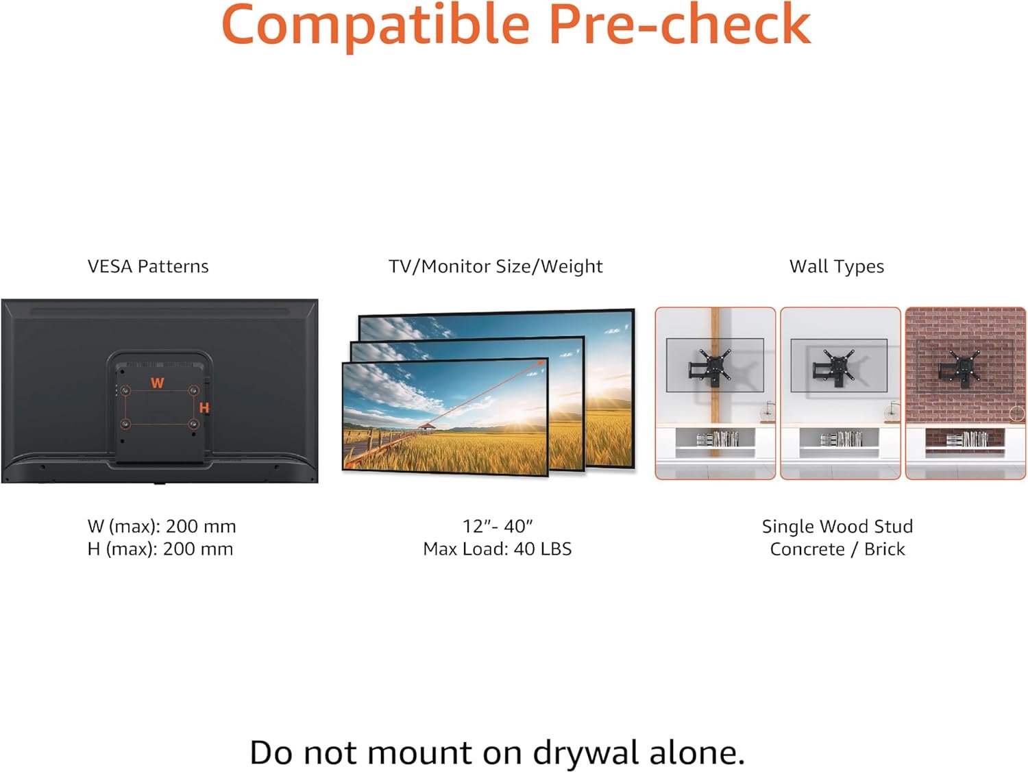 Amazon Basics Support Mural Pour Téléviseur, Mouvement ...