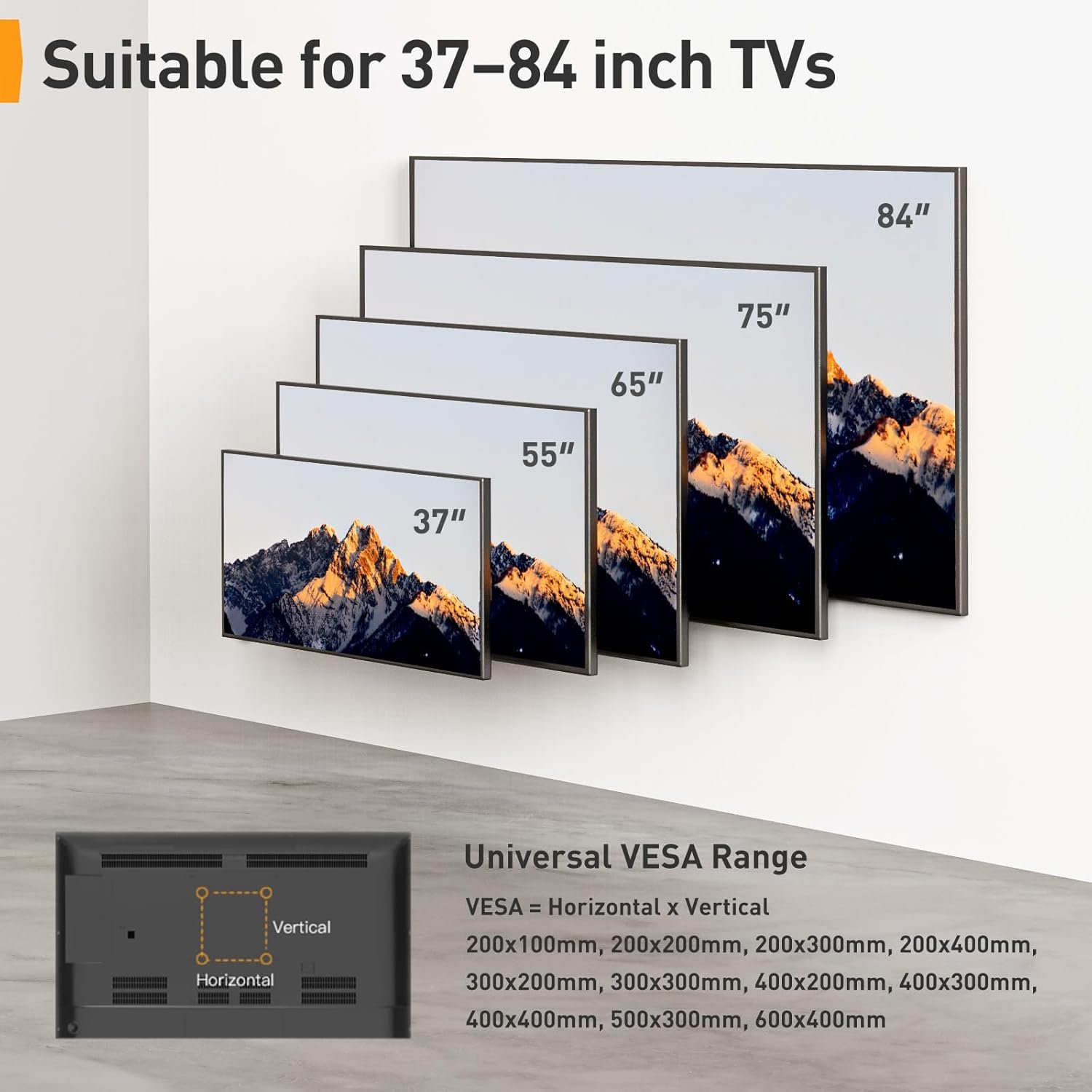 PERLEGEAR Support Mural TV pour écrans 37-84 Pouces Jusqu'à ...