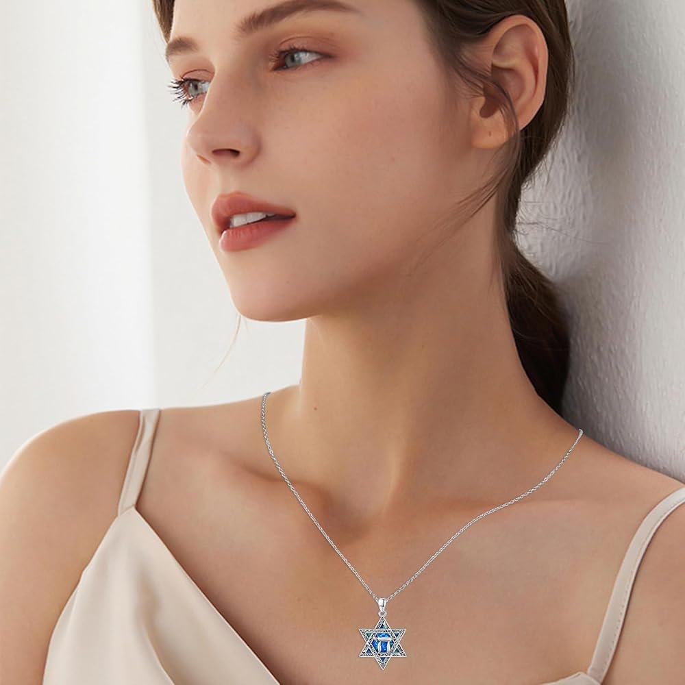 ABIGY Chaîne étoile de David en argent sterling 925 - Pendentif ...