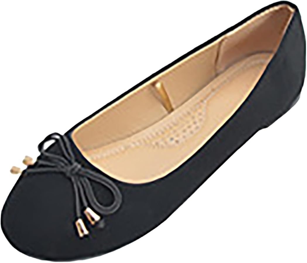ABSOLUTE FOOTWEAR Women's Genuine Leather Casual Ballet Flats, Navy blue