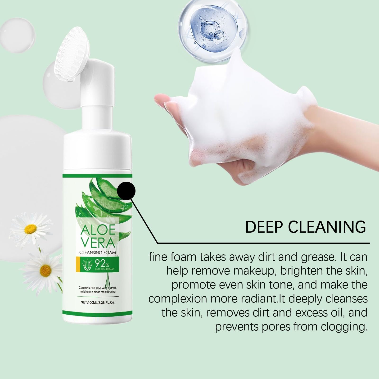 Aloe Vera Cleansing Foam, Aloe Facial Cleanser, Gentle ...