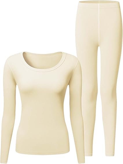AMDOLE pajama underwear set for women fleece lined thermal ...