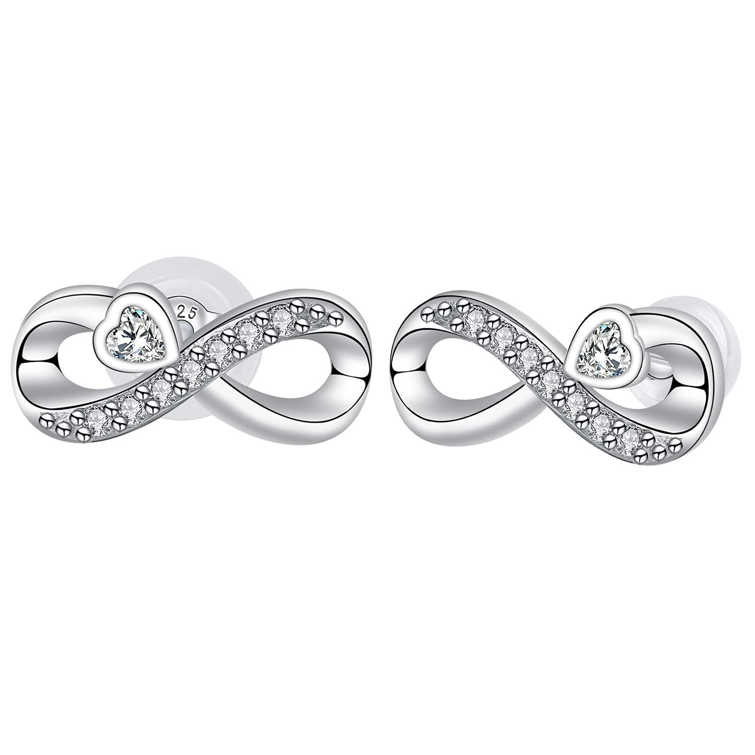 Arrebol Femme Boucles d'oreilles Infini en Argent Sterling 925 avec ...