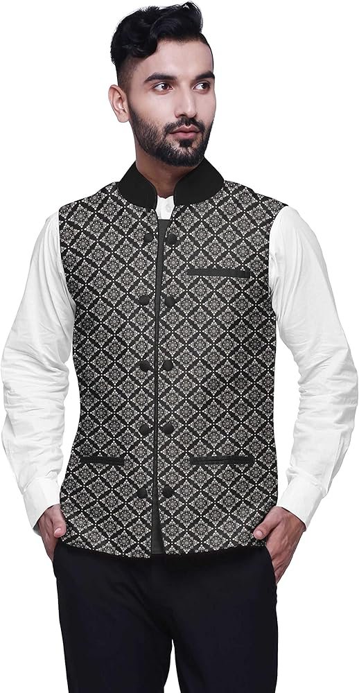 Atasi Printed Wedding Jackets for Men Nehru Jacket Waist Coat for ...