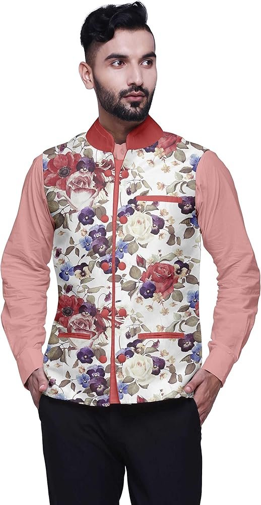 Atasi Printed Wedding Jackets for Men Nehru Jacket Waist Coat for ...