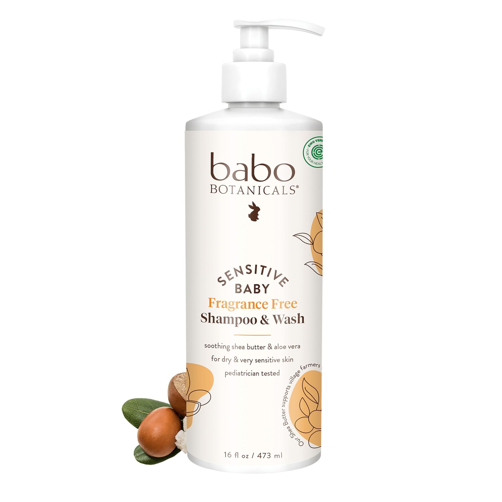 Babo Botanicals Sensitive Baby Shampoo & Wash Fragrance Free ...