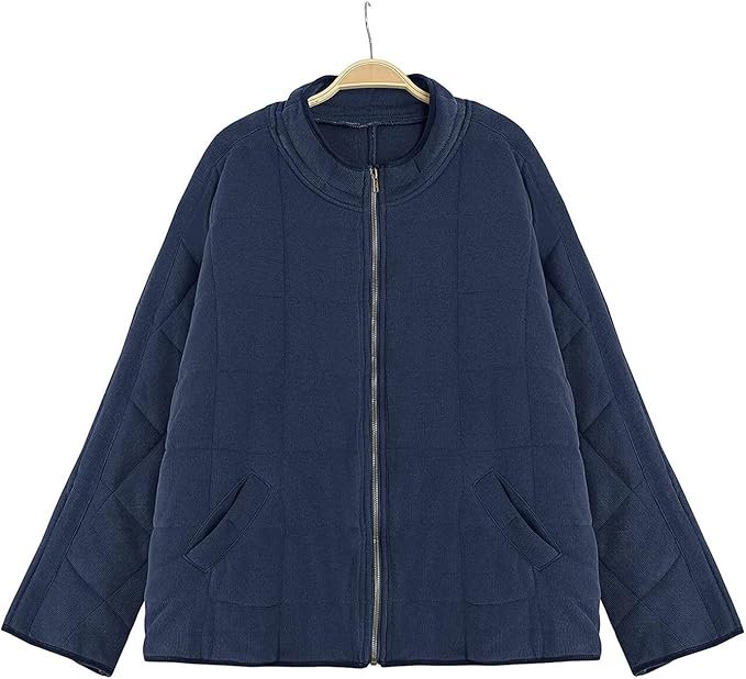 baggy quilted jackets for women lightweight zipper button down ...