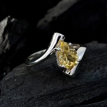 Bague Pierre Citrine Véritable Argent