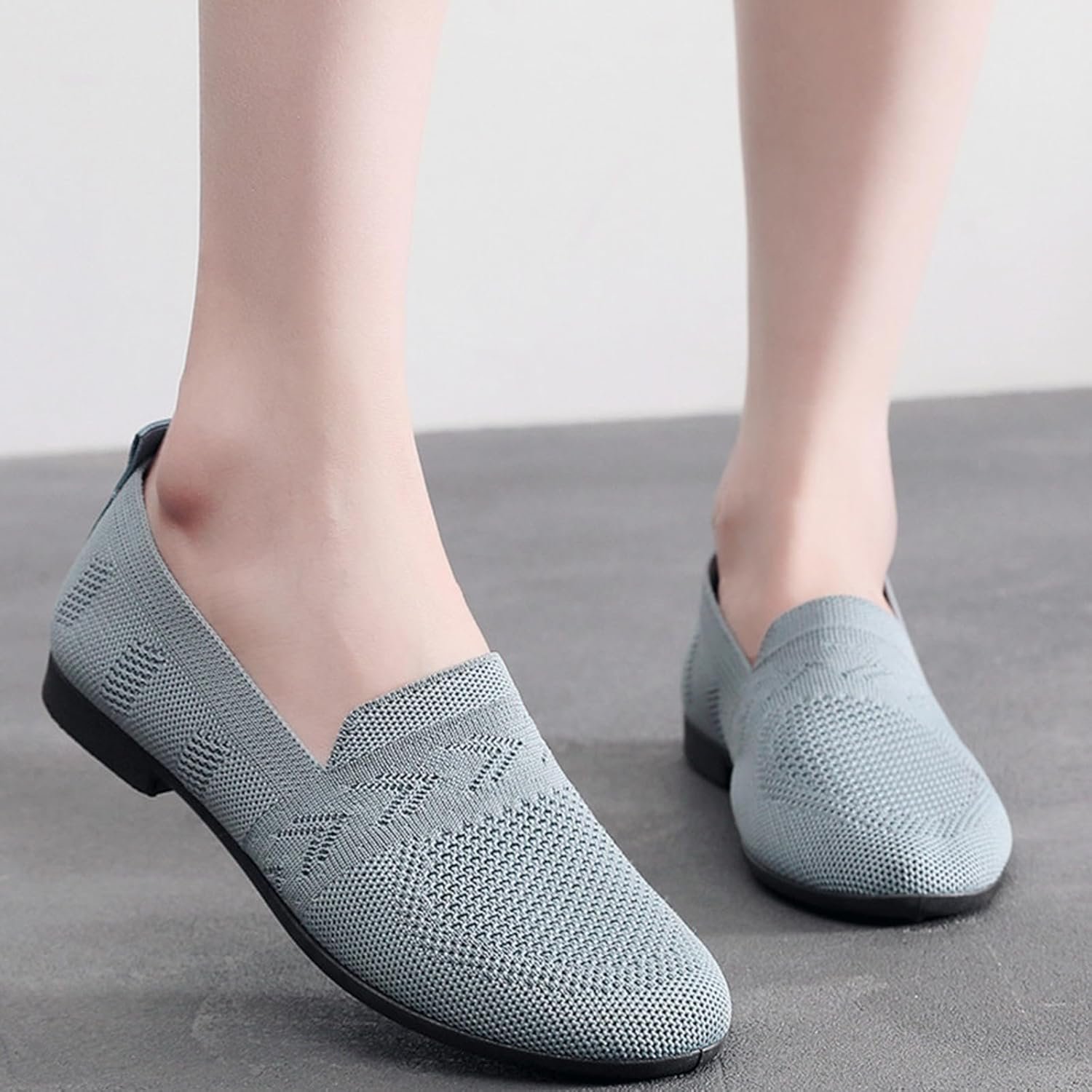 ballet flats for women round toe knit flats slip on shoes loafers ballet ...