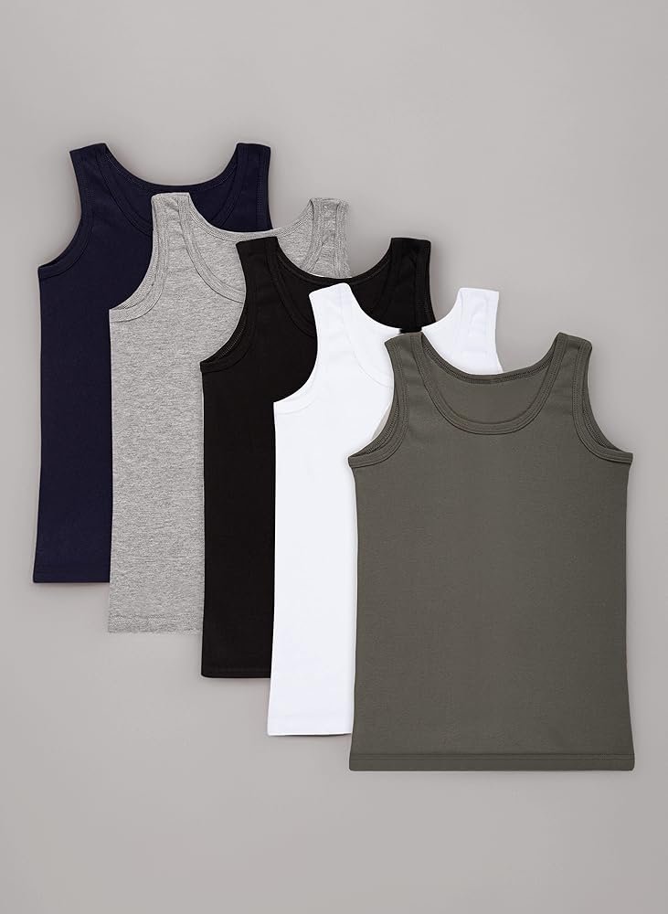 LOREZA Lot de 5 Debardeurs Coton pour Garcons 2-15+ ans