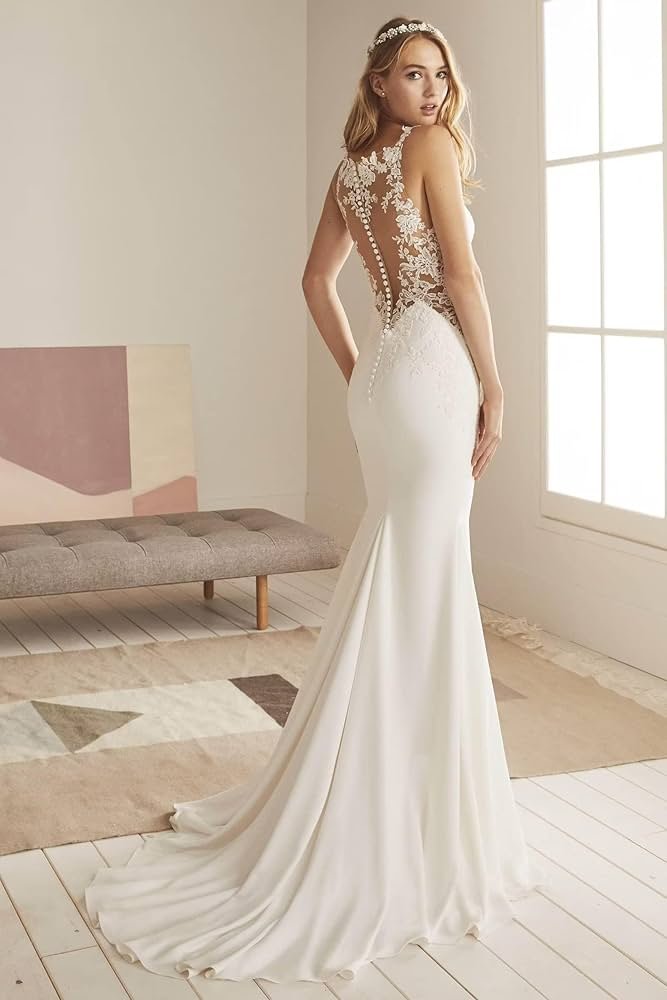 BEDEXU Wedding Dresses Wedding Dresses Long Sleeves V-Neck ...