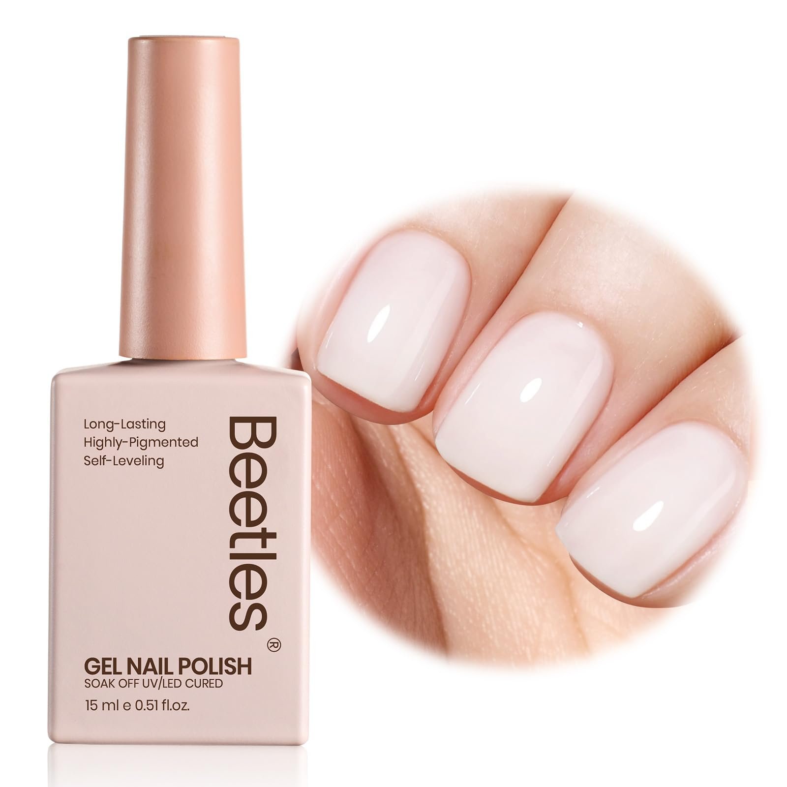 Beetles Gel Nail Polish, 1 Pcs 15ml Milky White Color Soak Off Gel ...