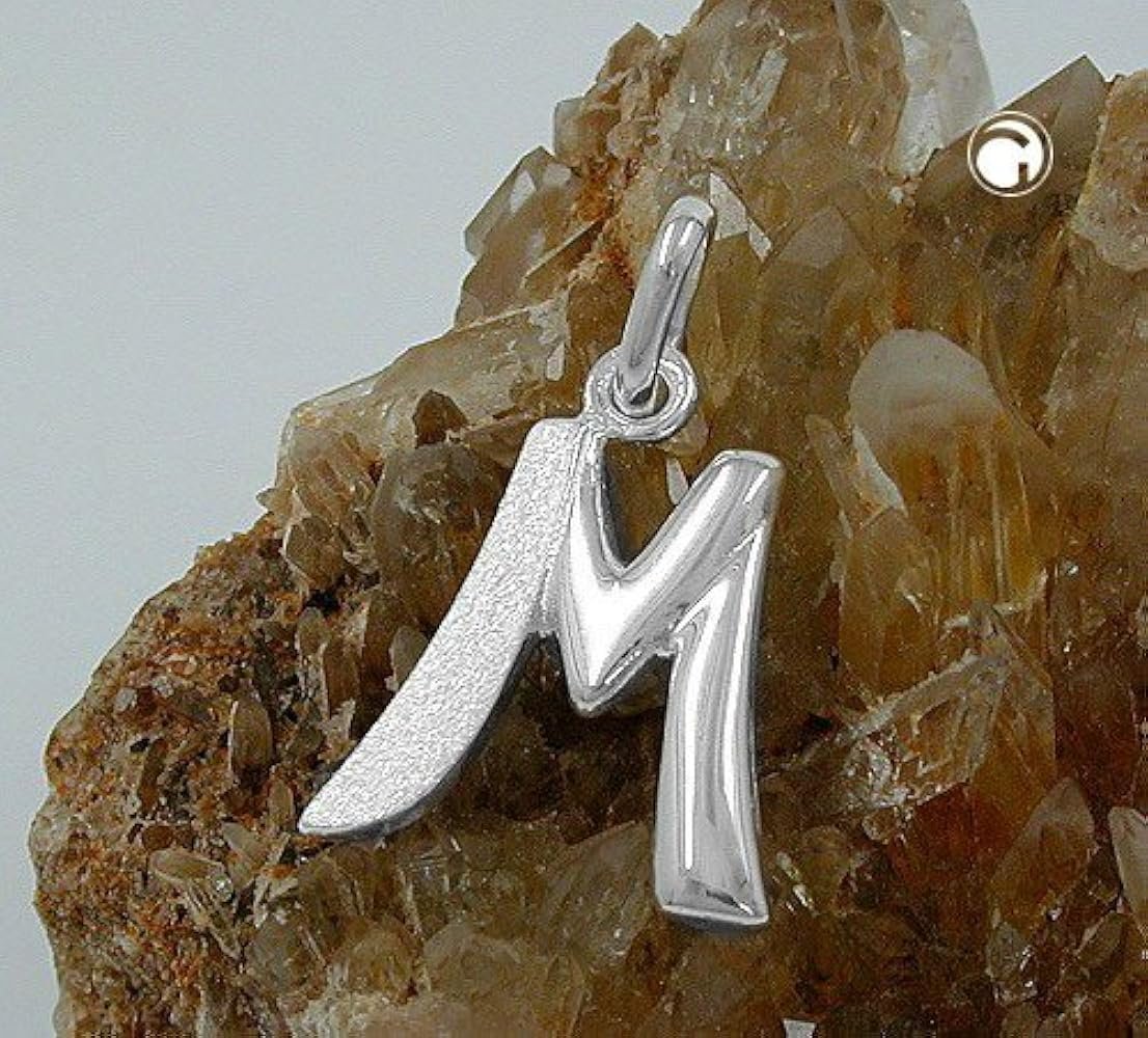 Bijoux collier pendentif lettre argent M de 925 15x11mm