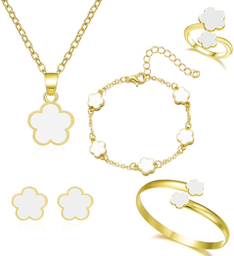 Rose Eternelle avec Bijoux Argent 925,Collier Coeur Boucles d'oreilles,Coffret Cadeau Femme,Rose Pr