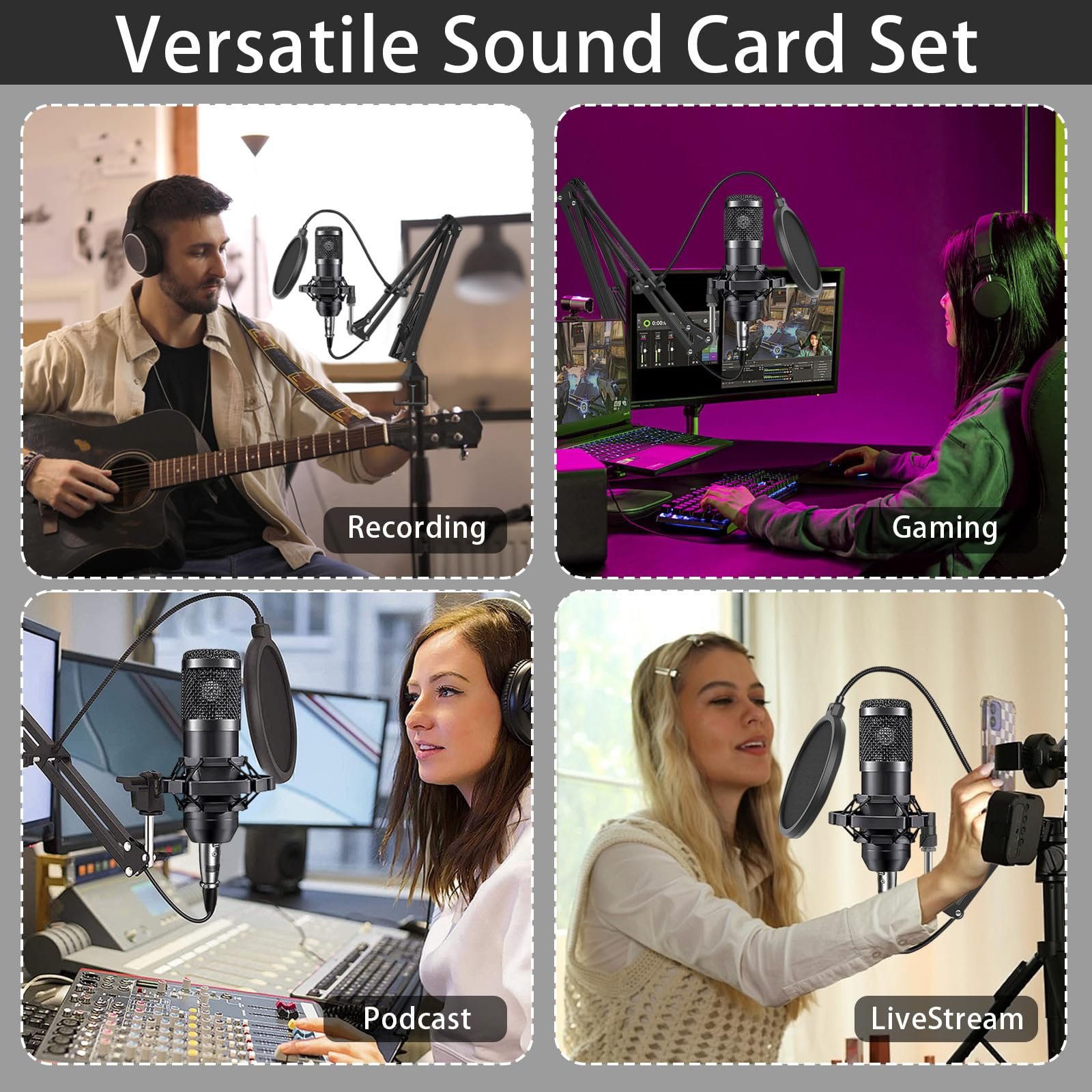 BM800 Podcast Kit complet pour 2 microphones de studio cardioïde ...