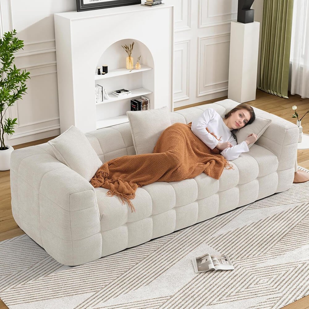 Boneless Couches for Living Room, 74" Modern 3 Seater Sofa with Deep Seat, Comfy Cloud Sofa with Cor