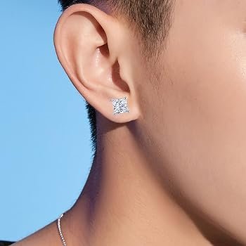 Boucles d'oreilles Argent Femme, Carré Cubique Zircone Boucles D ...