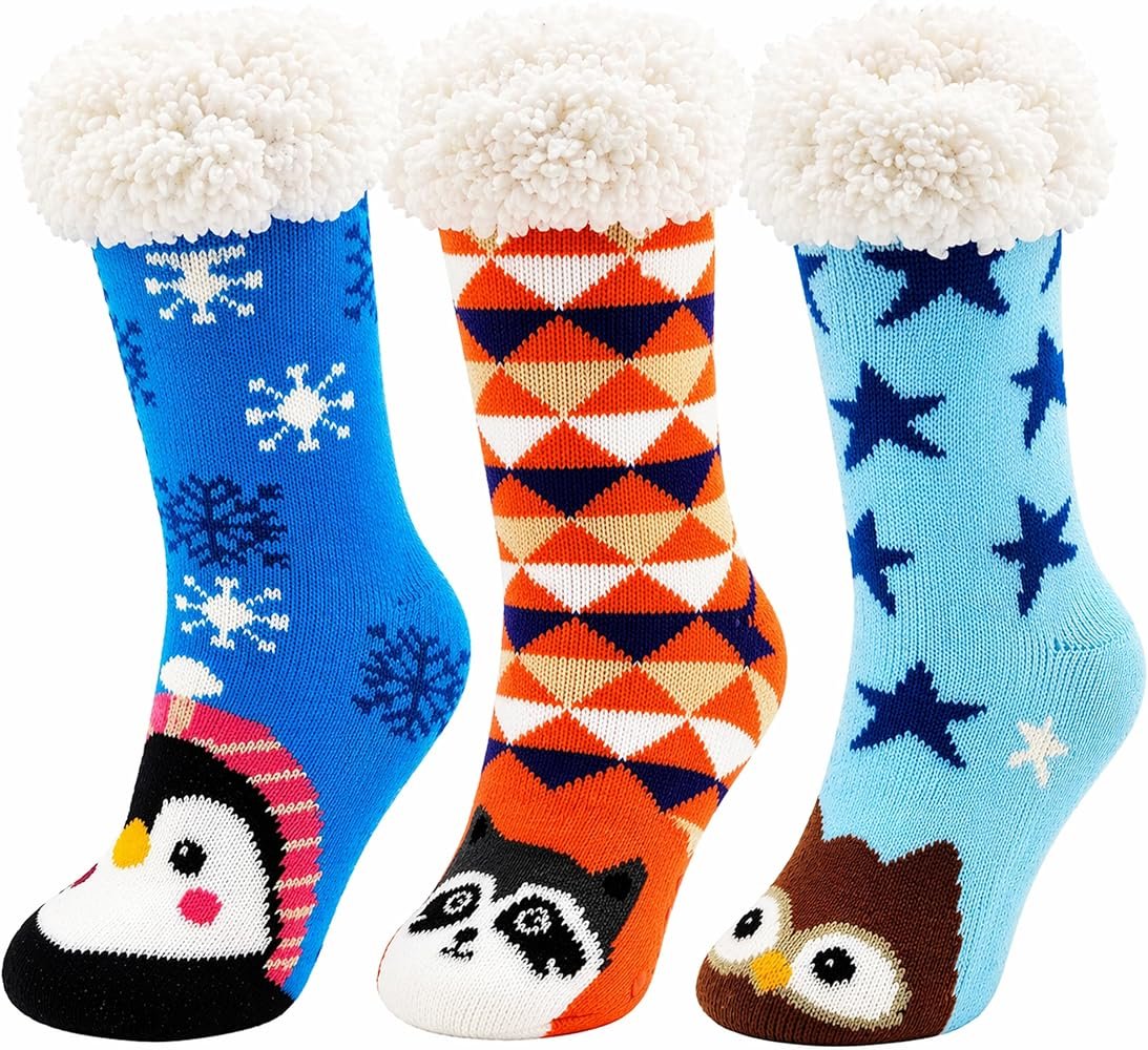 BQLFPOIHP Socks, Fleece-Lined Thermal Slippers Socks, Indoor ...