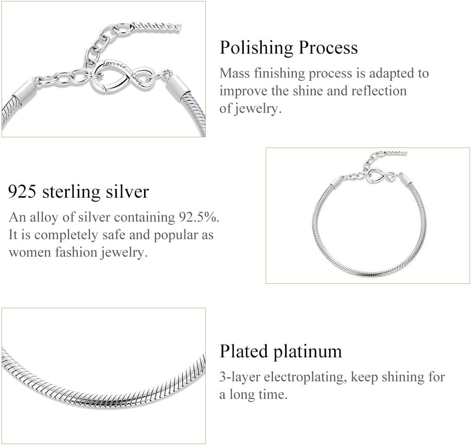 Bracelet en argent sterling 925 avec symbole de l'infini ...