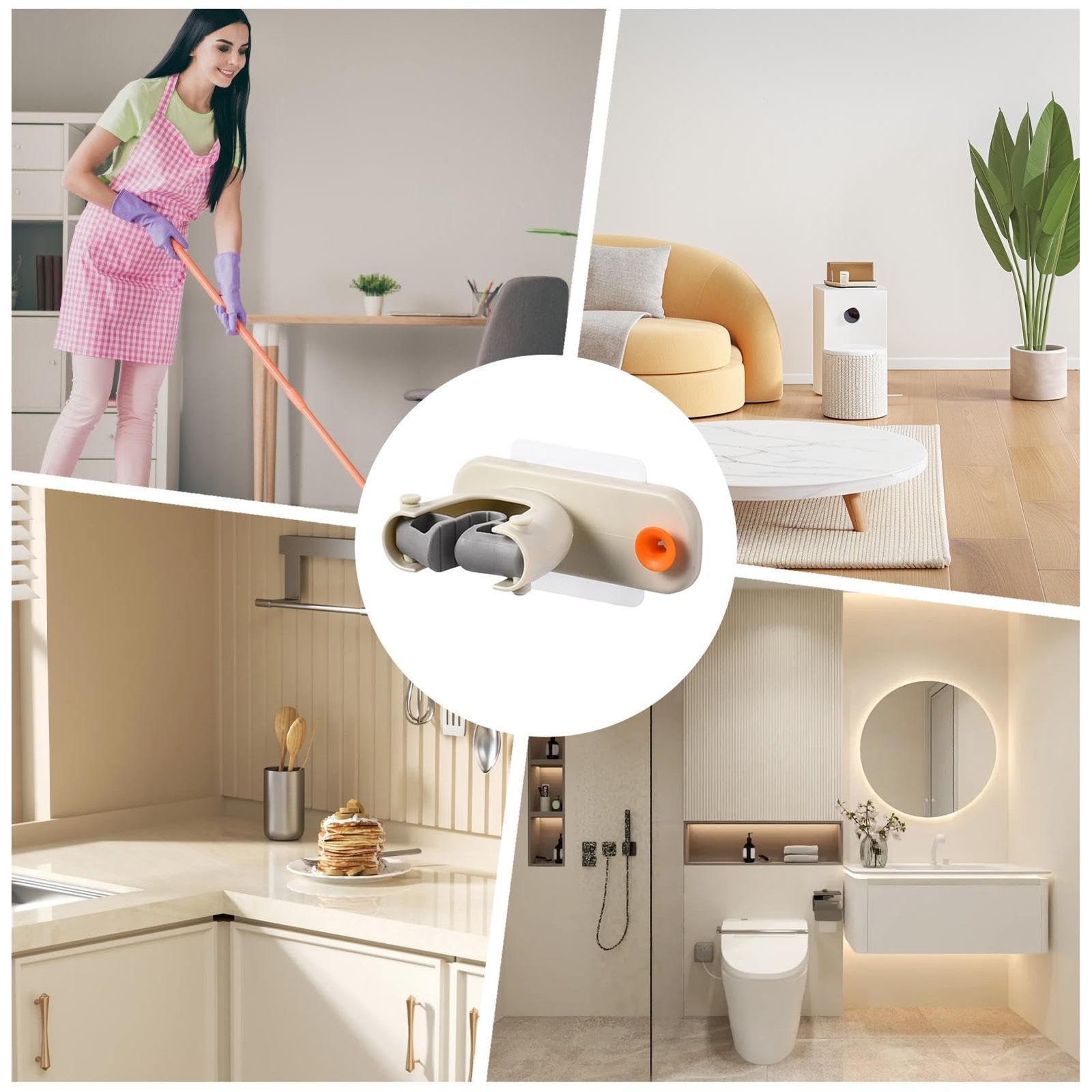 Broom and Mop Holder, Adhesive Rake Holder Organization ...