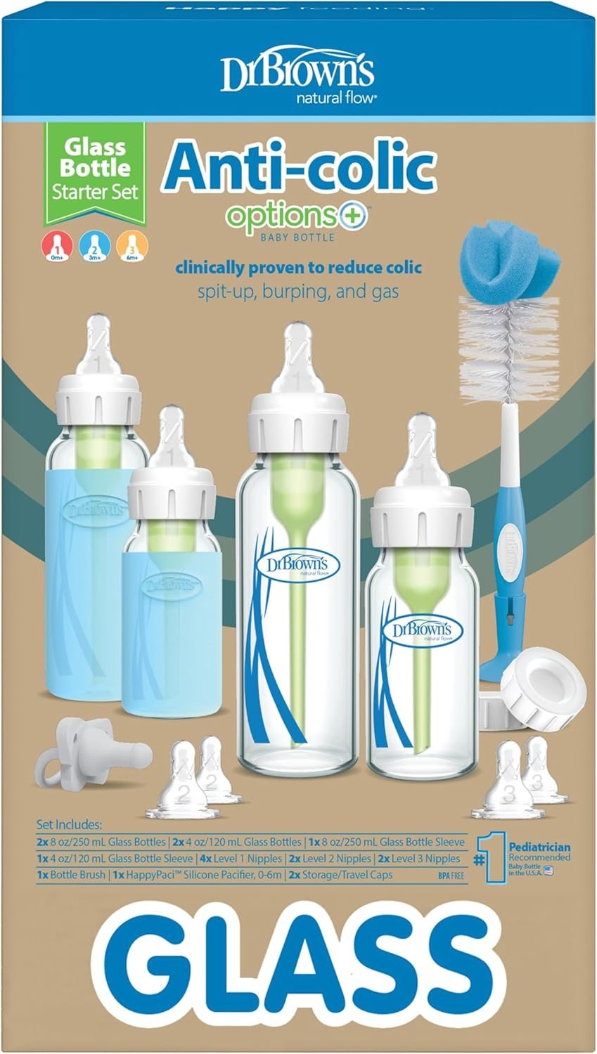 Brown's Anti-Colic Options+ Glass Baby Bottle Set - 18ct: BPA-Free