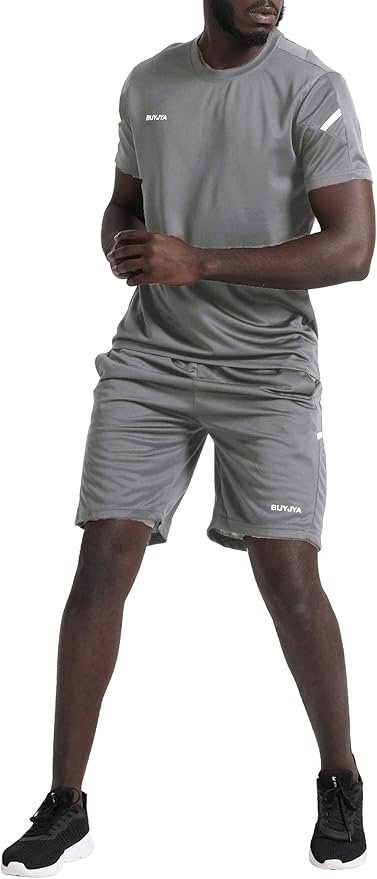 BUYJYA Lot de 3 shorts et 3 T-shirts de sport pour homme ...