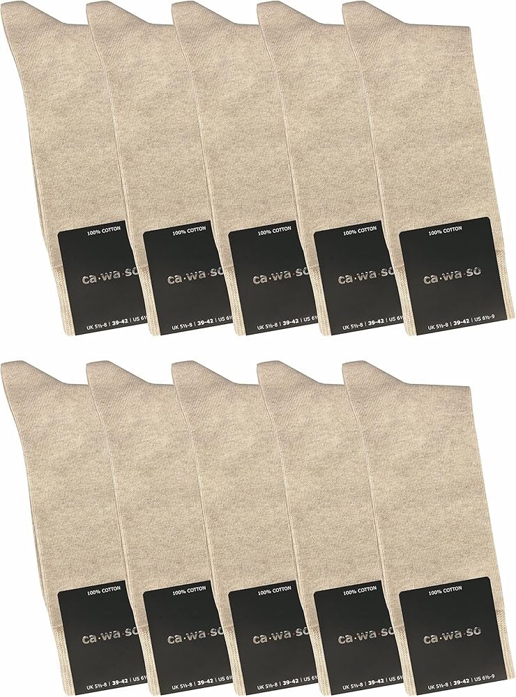 ca·wa·so Chaussettes 100% coton pour hommes | 10 paires