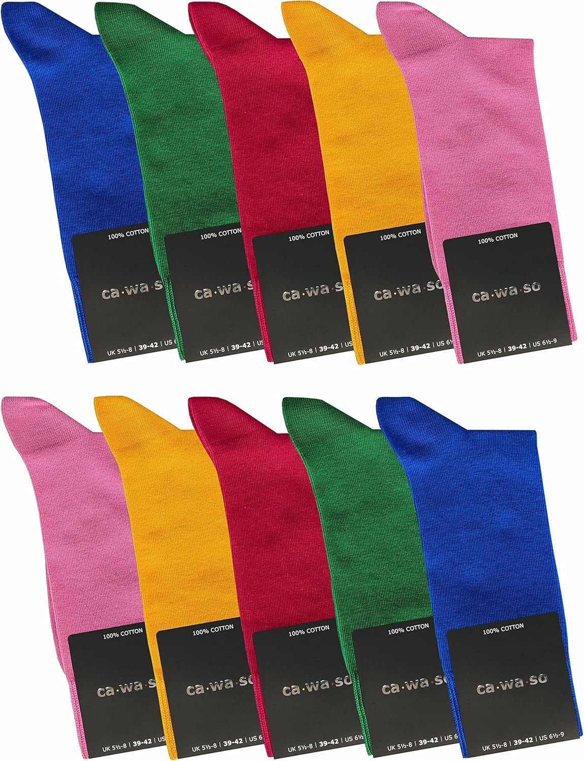 ca·wa·so Chaussettes 100% coton pour hommes | 10 paires