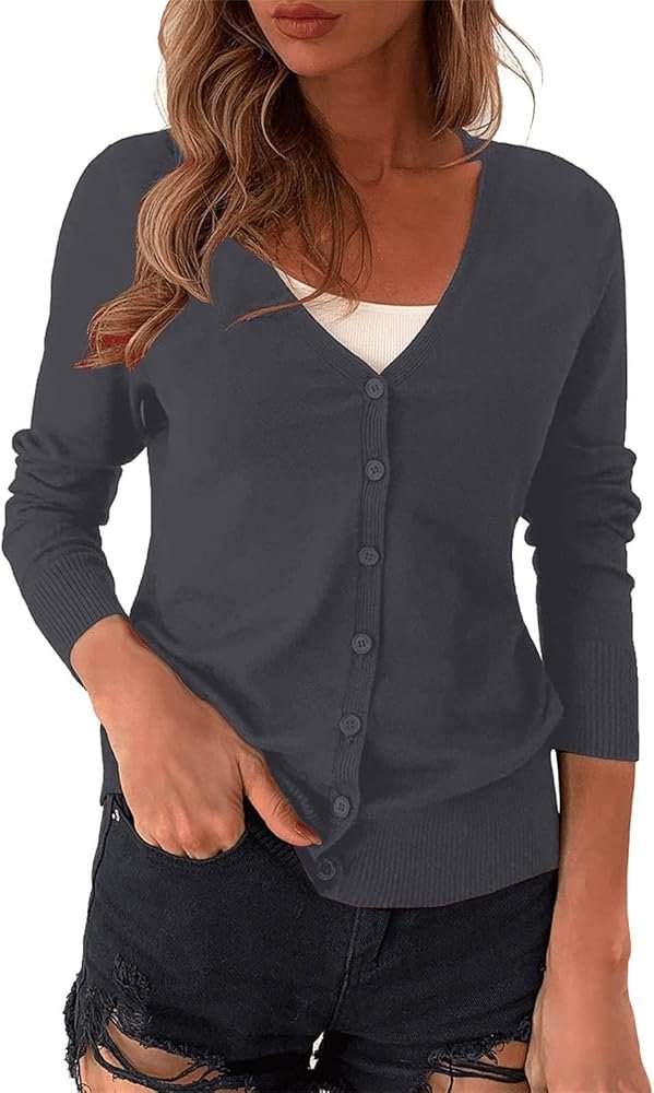 Cardigan Women Open Front Sweater Long Sleeve Casual Knitted ...