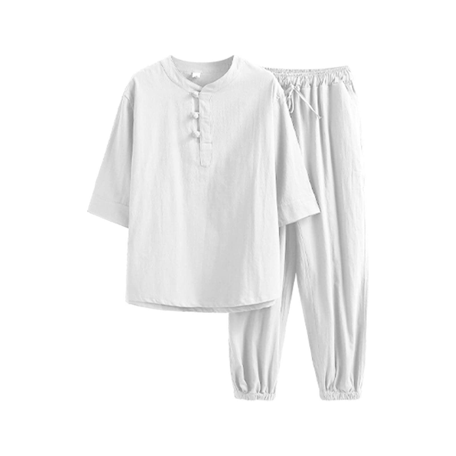 Casual Wear Lightweight Cotton Zen Uniform Meditation Men Linen ...