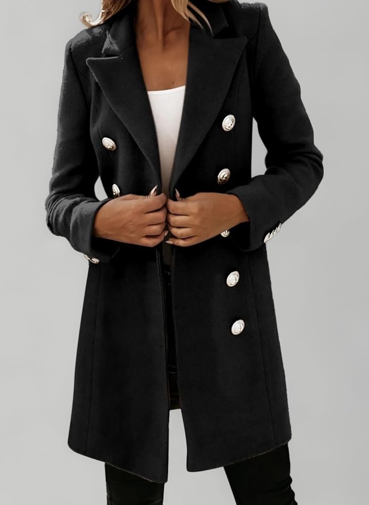 Casual Winter Jackets for Women - Double Wool Coat Long Sleeve