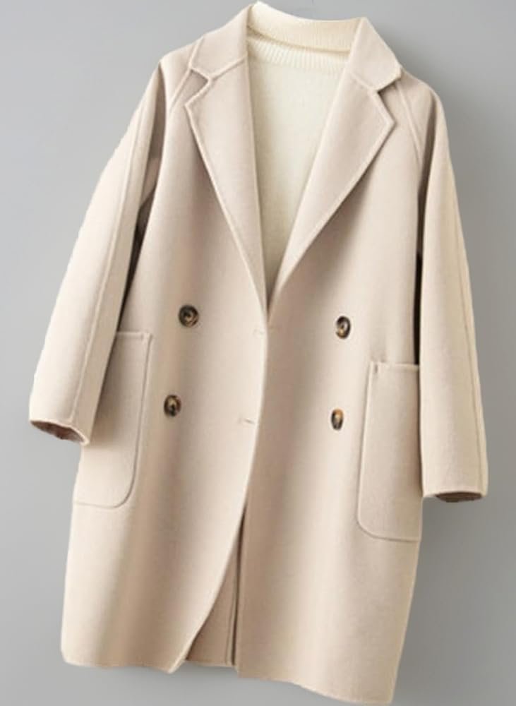 Casual Winter Jackets for Women - Double Wool Coat Long Sleeve